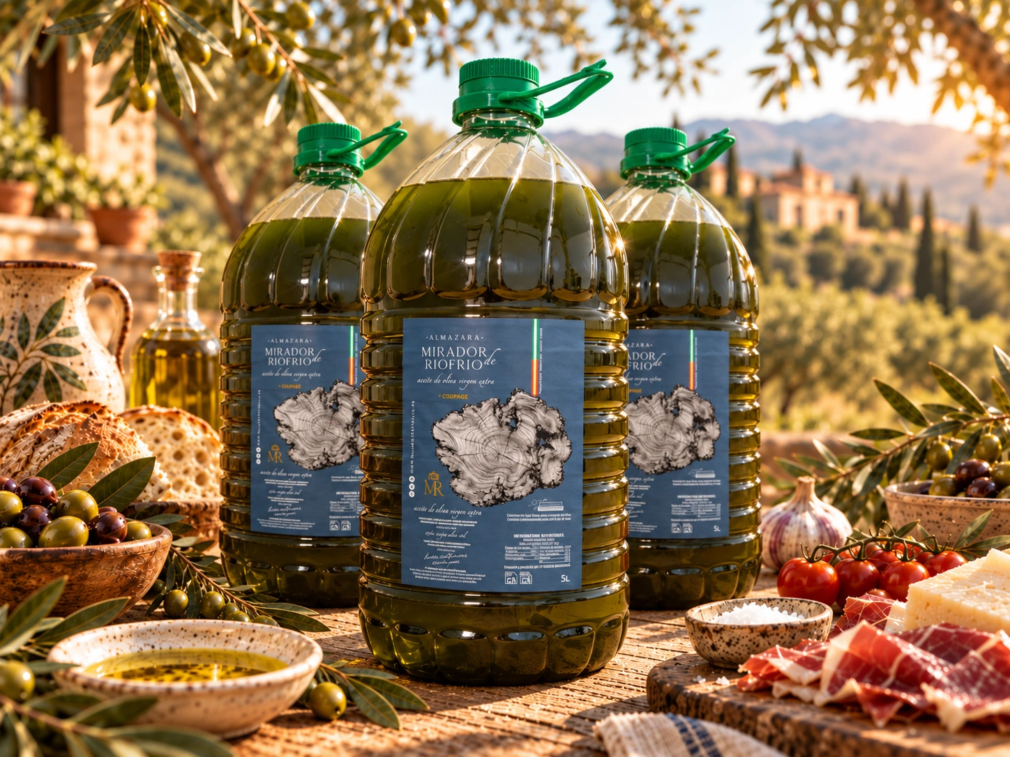 Pack de tres garrafas de 5 litros de AOVE Coupage sin filtrar Mirador de Riofrío
