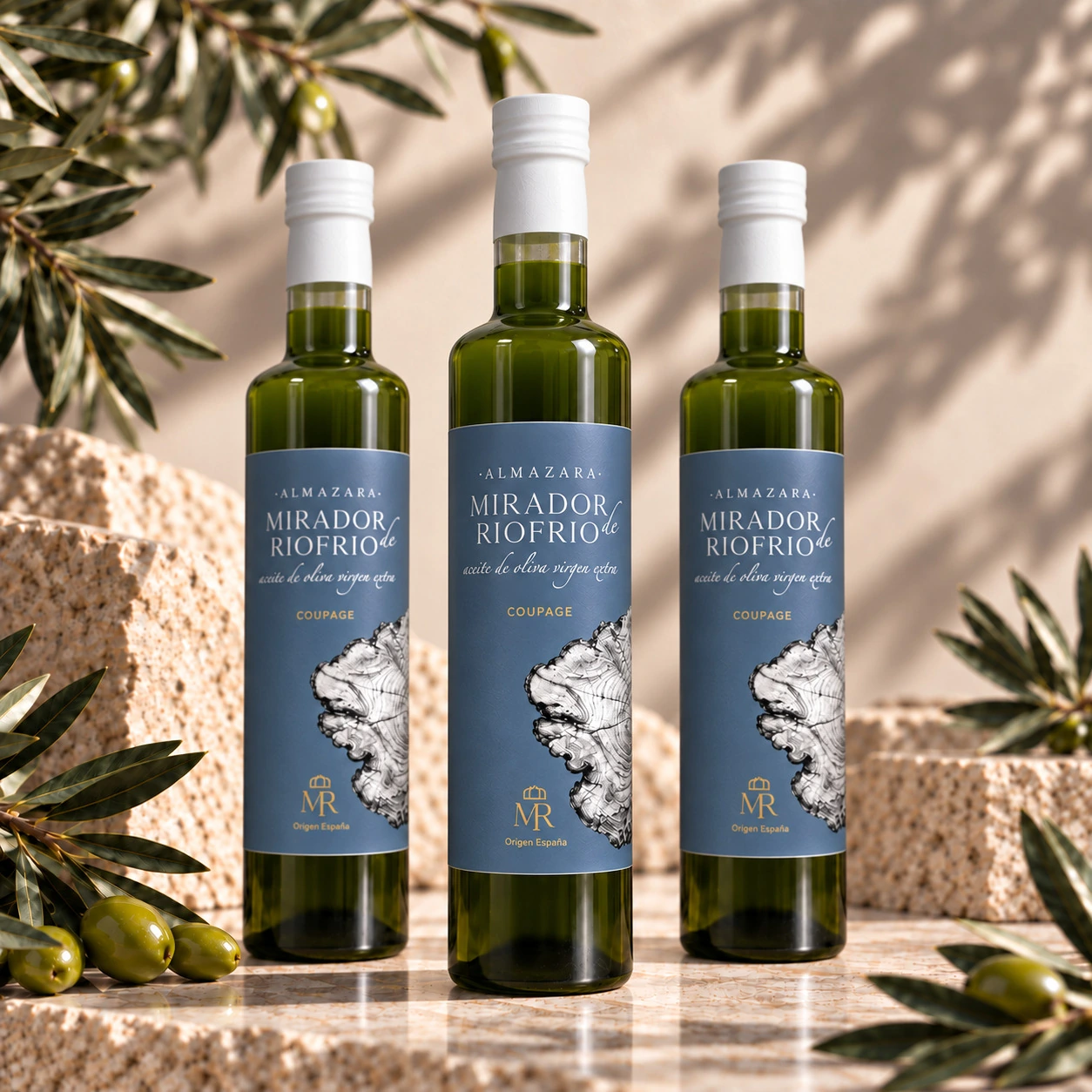 Pack de 3 botellas de 500 ml de AOVE Coupage sin filtrar Mirador de Riofrío